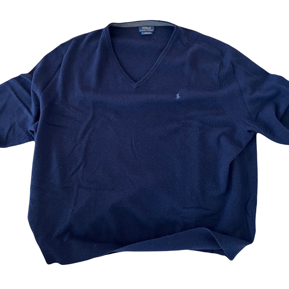 Big and Tall Ralph Lauren  V Neck Cotton-Linen Sweater
